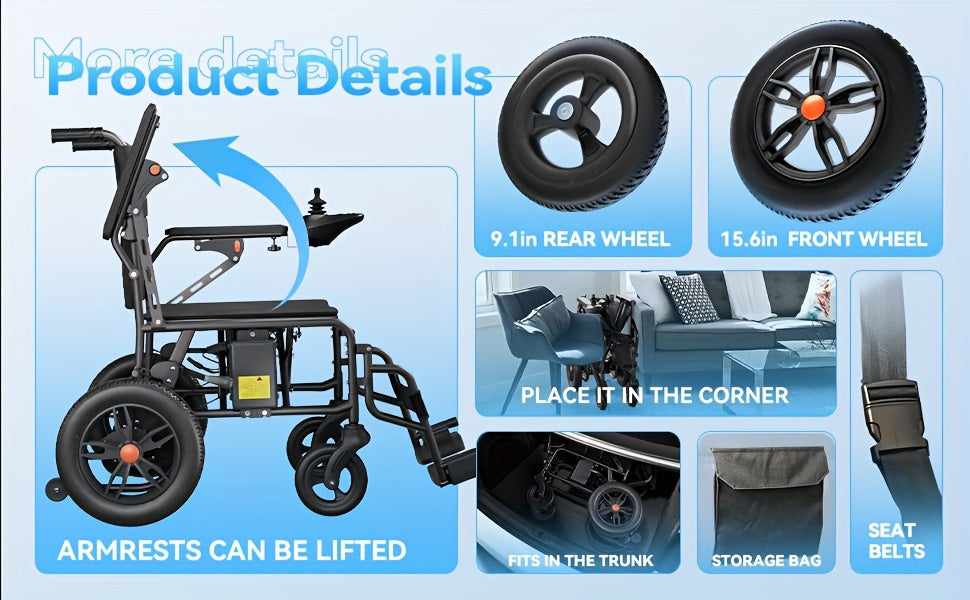 [Extended Range & Portable Folding]HOMYKING Electric Wheelchair For Adults & Seniors | 15-Mile Long Range + All-Terrain Capability | One-Button Compact Fold - The Ultimate Mobility Solution (Premium Black)