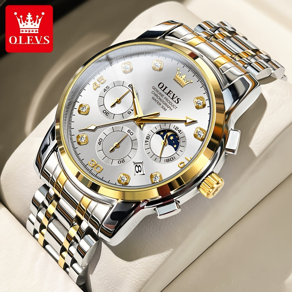 OLEVS Stainless Steel Luminous Business Quartz Watches For Men Luxury Top Brand Fashion Original Men'S Wrist Watches Classic New Trend High Quality Best Selling Men'S Watches