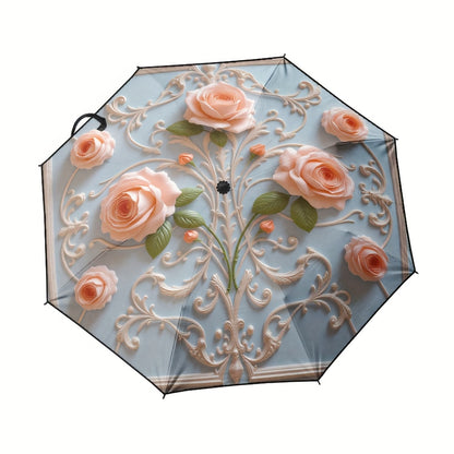 1pc Automatic Open/Close Umbrella with Self-Opening/ Closing Button, 8-Rib Sturdy Frame, Lightweight Compact Folding Travel Umbrella for Men & Women, Windproof Portable Automatic Brella with Auto Open/Close, One-Touch Operati