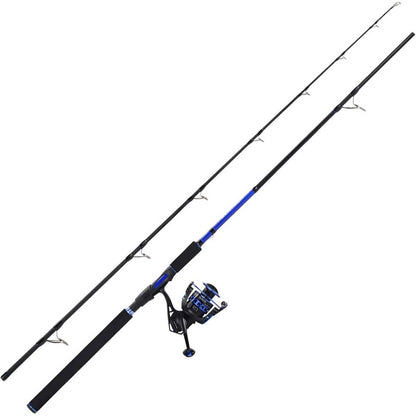 2pcs Centron Heavy-Duty Spinning/Baitcasting Fishing Rod and Reel Combo - IM6 Graphite Blanks with Stainless Steel & Ceramic Guides, Fast Action Medium Power, Contoured EVA Handle & Fighting Butt, Smooth Drag System - Saltwat