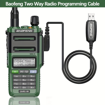 2pcs BAOFENG GM-9R Pro GMRS Radio with NOAA Weather Alerts, 250 Memory Channels & USB-C Charger - Long Range Two-Way Walkie Talkie with Earpiece, Compatible with AA-36 USB-C Cable for Camping, Hunting, Survival, Emergency Pre