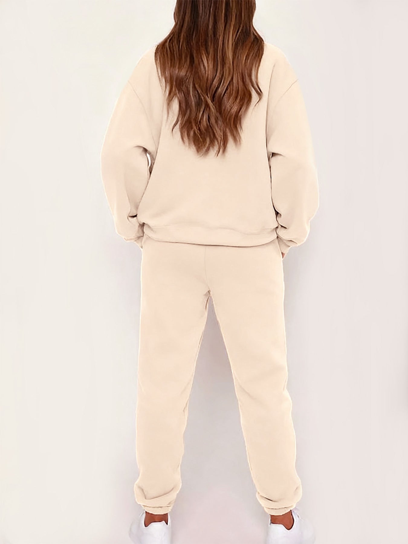 Women'S Casual Crew Neck Sweatshirt & Pants Set - Cozy Fleece-Lined Two-Piece Outfit with "Happy New Year" Print, Perfect for Fall/Winter, Casual Wear, |playful Print|fleece Lined Pants, Sweater Pants