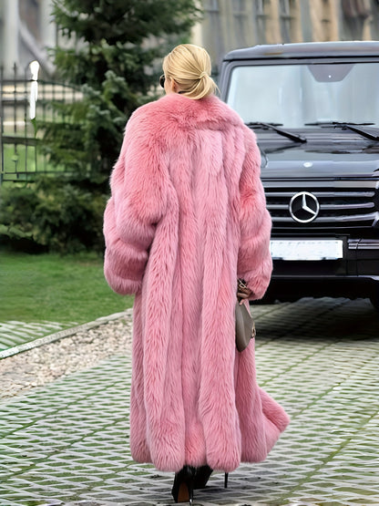 FHILLINUO Chic Women'S Faux Coat | Long Length, Solid Color, Single Breasted, with Pockets, Comfortable and Warm for Fall/Winter