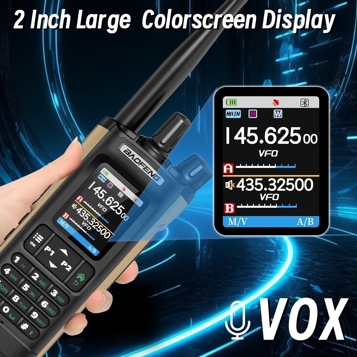 BAOFENG UV-32 10W GPS Ham Radio with APP Programming, NOAA Weather Alert, 2500mAh USB-C Rechargeable Battery, 400-520MHz Long Range Handheld Two-Way Radio for Hunting Fishing Outdoor Adventures, Ergonomic Design, High Quality