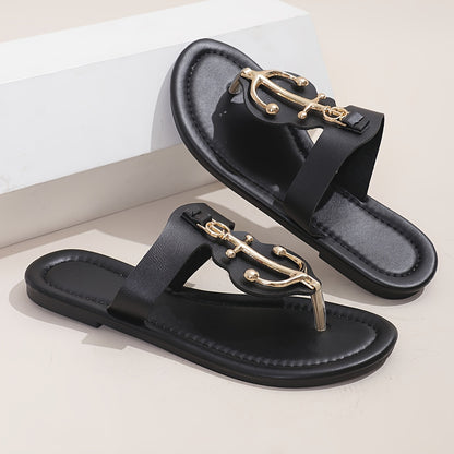 Women's Trendy Slide Sandals, Casual Clip Toe Flat Summer Shoes, Lightweight Slide Sandals