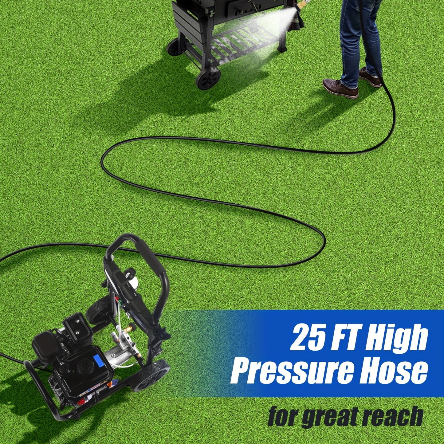 MUTAOMAY 3500PSI High-pressure Cleaning Machine, 2.3GPM High-pressure Cleaning Machine, with Four Adjustable Nozzles From 0 ° to 40 °, 25 Foot Long High-pressure Hose, Suitable for Flushing Dirt, Walls, Floors, Terraces, Ga
