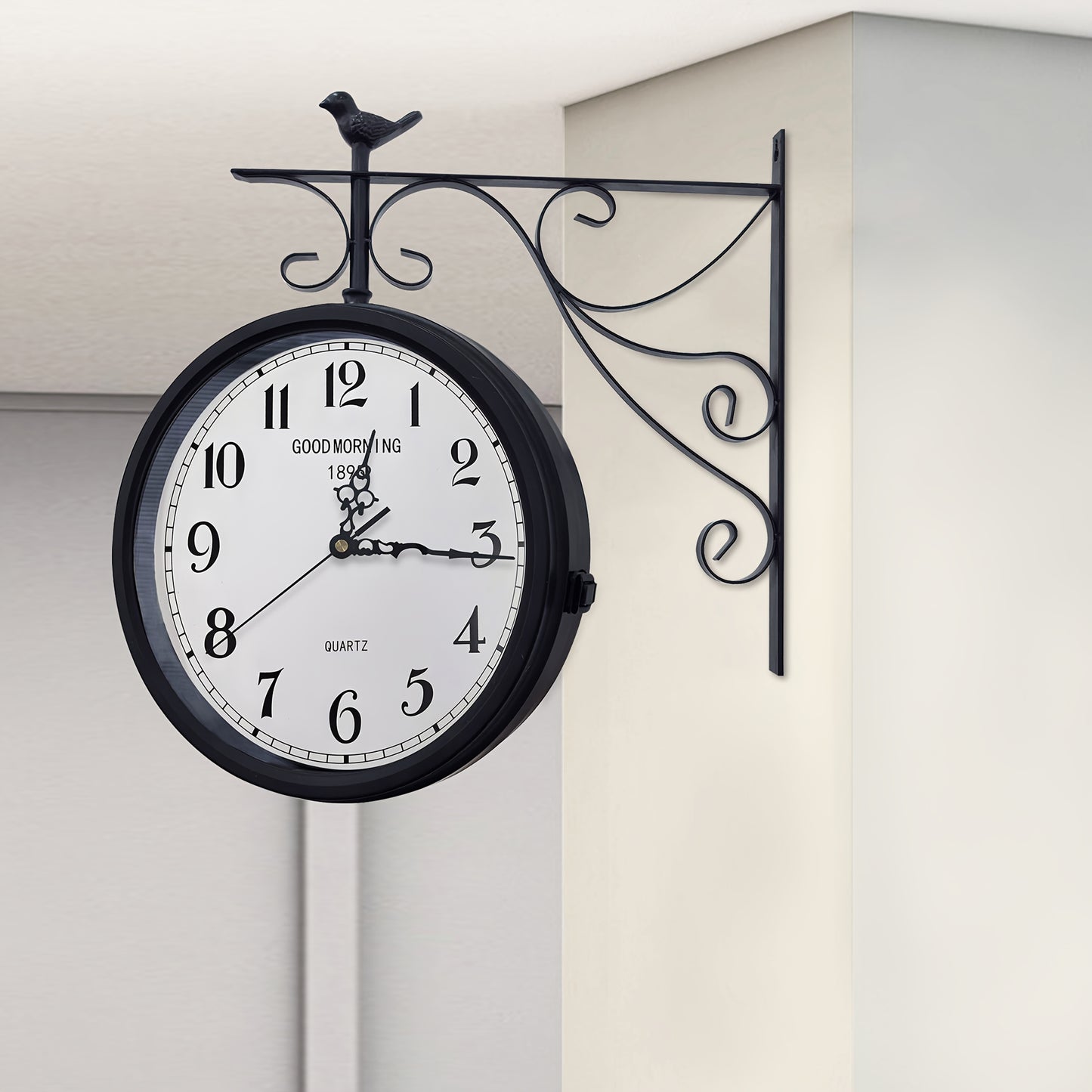 Large 3D Silent Wall Clock with Roman Numerals & Digital Display - Heavy-Duty Iron Construction, Black & Modern Design, 2D Flat Surface, Outdoor/indoor Hanging Clock For Living Room, Bedroom, Office - Easy Installation With H