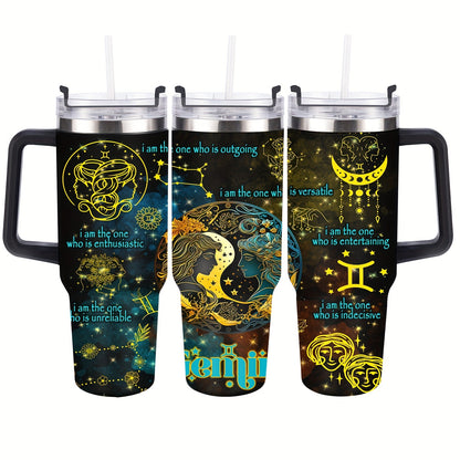 40oz Constellation-Themed Stainless Steel Tumbler with Lid - Double Wall Insulated, Break-Resistant Water Bottle for All Seasons - Perfect for Outdoor Adventures & Holiday Gifts, Vacuum Insulated, Summer Winter Drinkware, Bes
