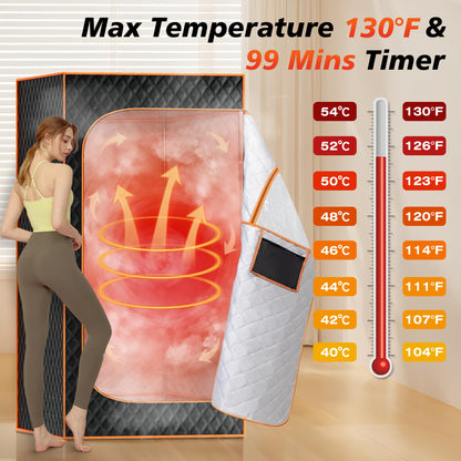 71" x 49" x 36" Portable Double Steam Sauna Tent | Full Body Spa with 2 Steamers, Electric, Foldable, High Temperature, Anti-drying and Leak-proof, Zipper Window, PVC Material, Suitable for Gym and Bathroom Use