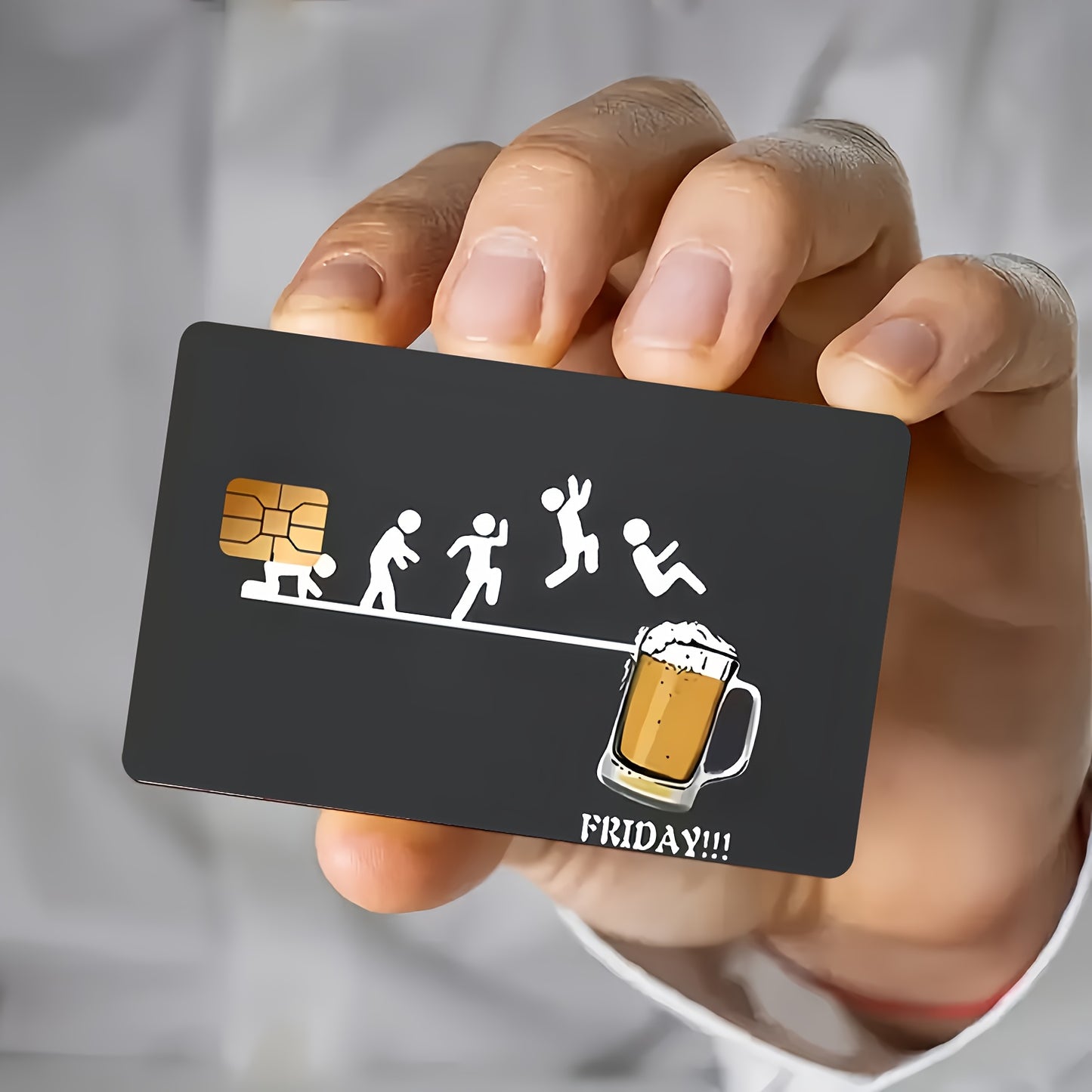 Fun Beer" Funny Pattern Waterproof Sticker Credit Card Skin Cover Ultra-Thin, High Quality, Scratch Resistant Suitable for Credit Cards, Debit Cards, Bus Cards, Removable Self-adhesive Most Cards, Decorative Sticker For Men A