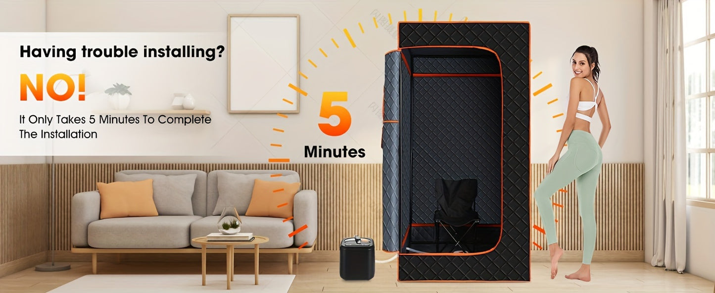 Portable Full Body Sauna Box | Personal Steam Sauna Tent for Home Spa with 3L 110V Steamer, Composite Fabric, Plug Powered, Suitable for Gym, Pilates, Garage, Hot Tub (36 * 36 * 71inch)