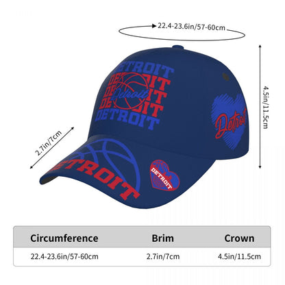 Detroit Baseketball  Cap Adjustable City Print Snapback Hat Game Day