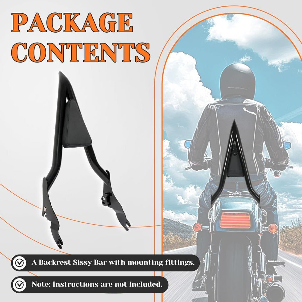 Detachable Backrest rear backrest Compatible with 2009-2024 Touring Models Street Road Electra Glide Road King CVO Ultra Limited Low Back Rest Luggage Rack (22 Inches Black)