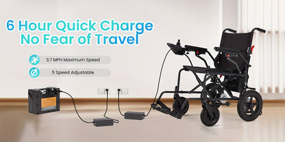 Foldable Electric Wheelchair for Adults, Light Duty Electric Wheelchair with 500W Dual Motors, Storage Bag, 18 Mile Long Range, Weighing Only 47lb, All-Terrain Electric Wheelchair for Seniors, Black
