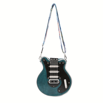 Creative Guitar-Shaped Crossbody Bag - High-Quality with Adjustable & Detachable Strap (35.4"-62.2"), Zipper Closure, Spacious Compartment & Hidden Pockets - Retro Unisex Design for Daily Use, Concerts, Travel - Olive/Red/Blu