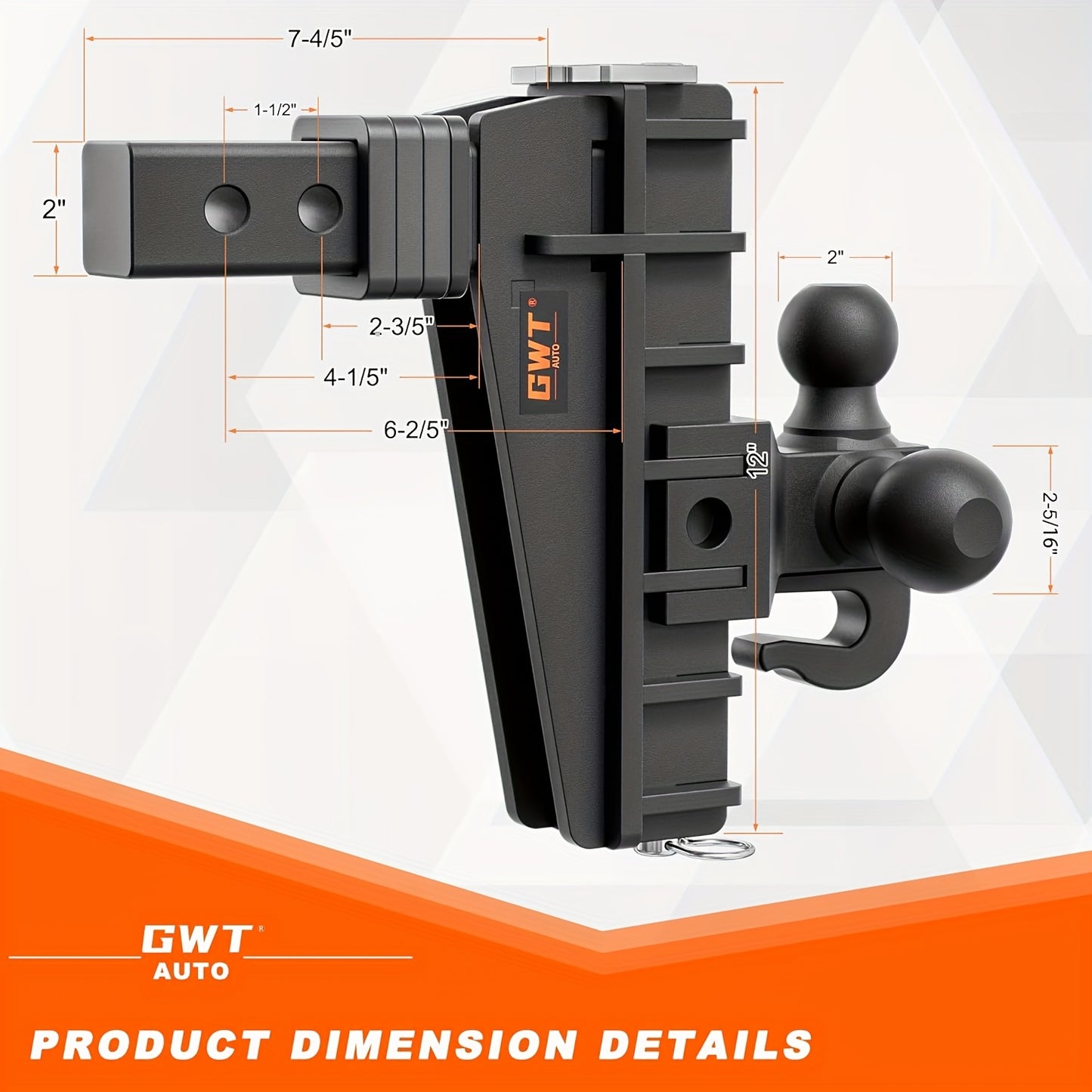 Class 3 Heavy Duty Adjustable Trailer Hitch with Hook - Tri-Ball 1-7/8" 2" 2-5/16" Tow Ball Mount, 6"/8" Drop Hitch, 17000 LBS GTW for Trucks - Universal Fit, Easy Installation & Solid Ball Mount