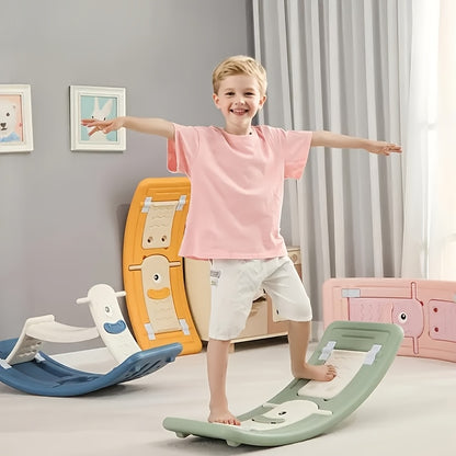 Multi-Functional Sensory Balance Board with Switchable Modes - Adjustable Resistance Curved Design for Full-Body Workout & Relaxation, Indoor Play & Relaxation, Durable PE Material, Pink/Green/Blue/Yellow, Balance Board for E