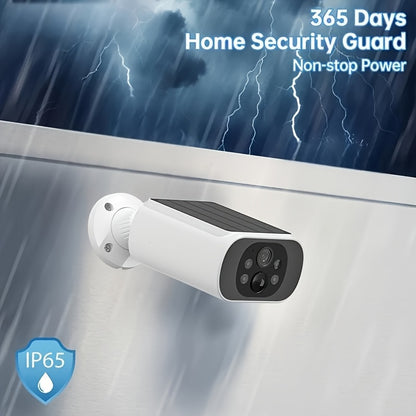 4MP Solar-Powered Wireless Outdoor Camera, 2.4GHz WiFi Security Surveillance with Solar Panel, 3 Night Vision Modes, Human Detection, High Quality, Two-Way Audio & Alexa Support