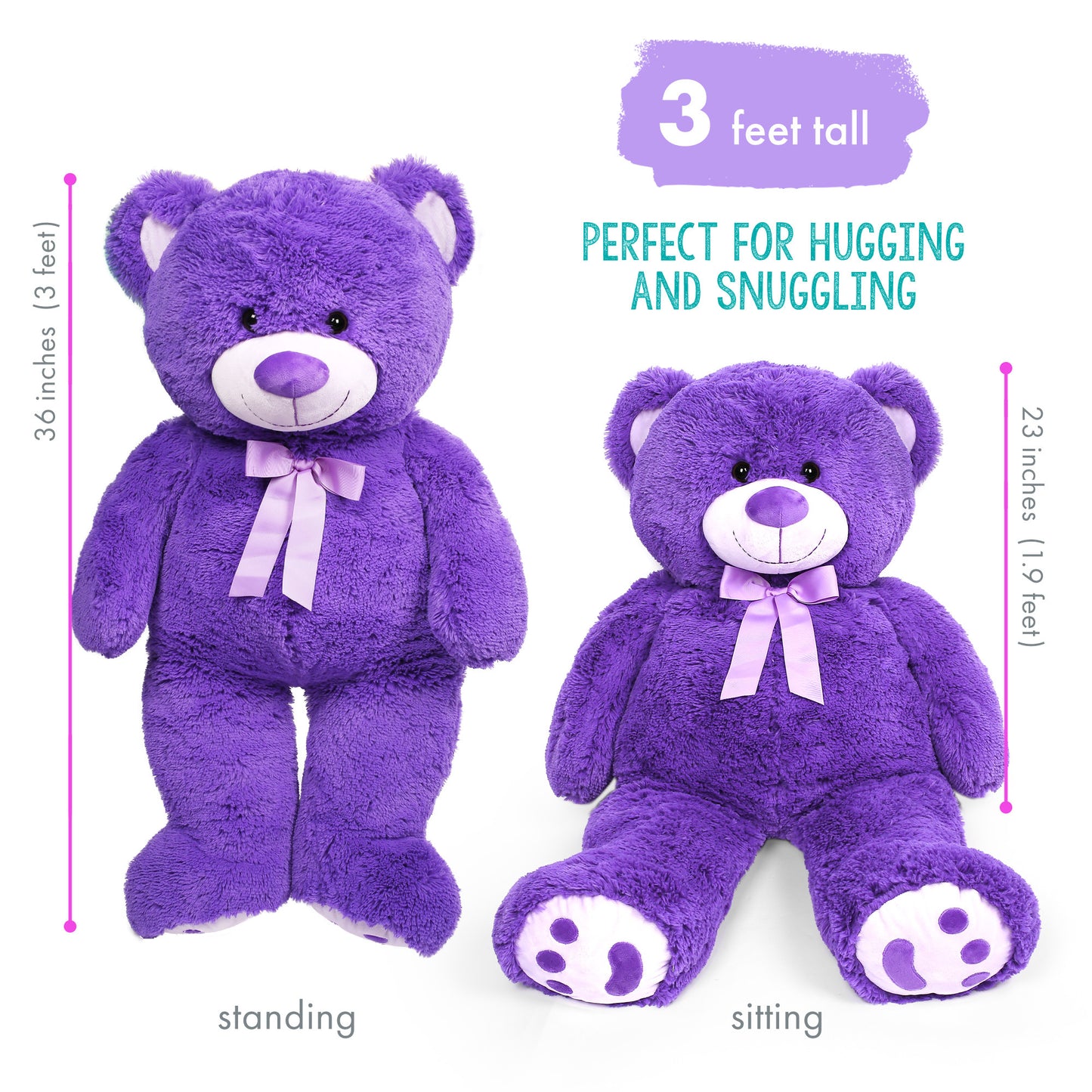 Big Teddy Bear, 3 Feet Giant Teddy Bear Stuffed Animal, Large Bear Plush Toy, 39 inch, Gift for Girls, Girlfriend, Wife, for Birthday Valentine's Day