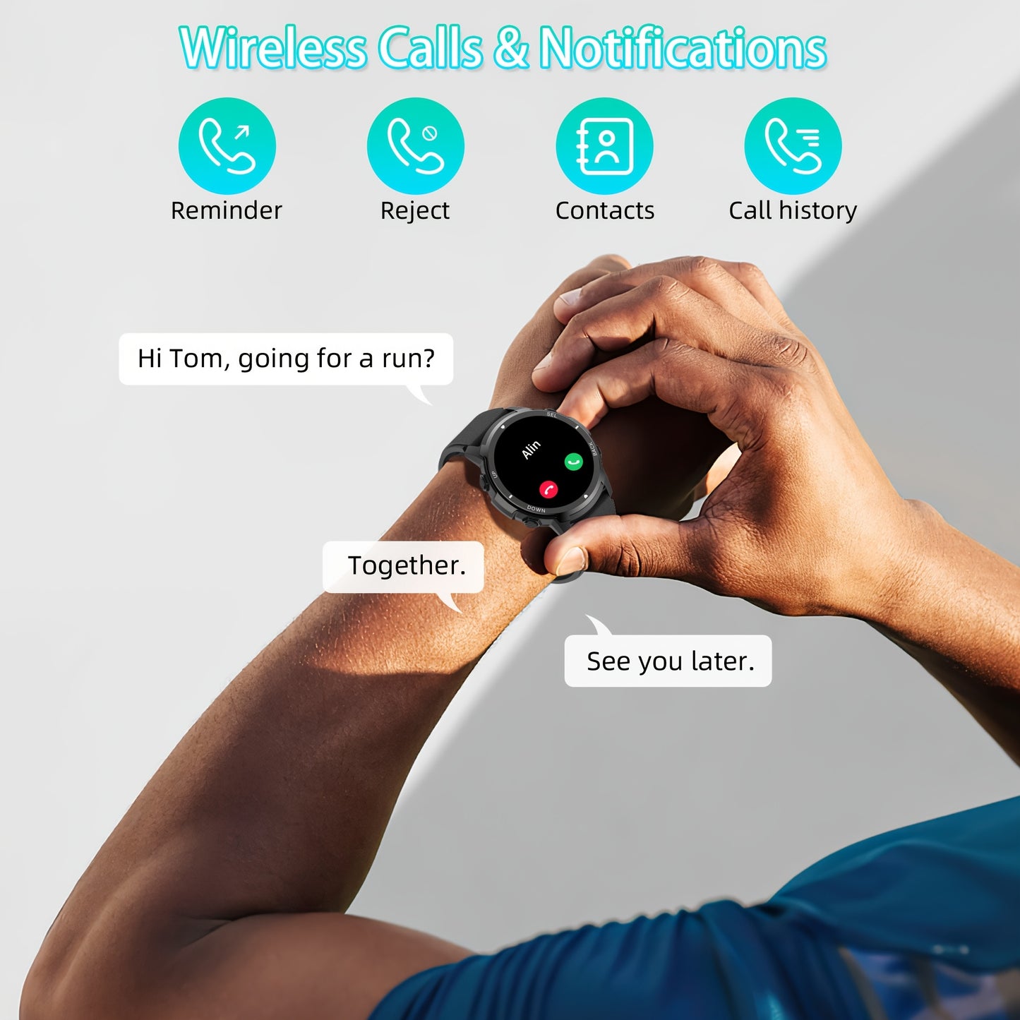 S52 Smart Men'S Watch, 1.39" Smartwatch with Wireless Calling, Sleep Monitoring, 110+ Sports Modes, Compatible with Android/iPhone, USB Charging, Alloy Body, TFT Screen, Lithium Battery-Polymer 300mA