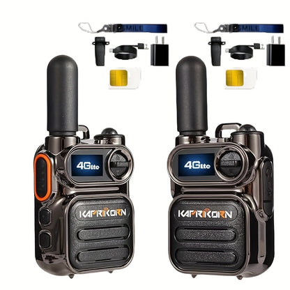 Global Walkie Talkie 4G LTE, UltraCompact, Long Standby, USB Charge, Group & Private Calls, LED Flashlight, Headset Jack Ideal for Office Business, Security, Warehouse, And Recreation, 2G/3G/4G/5G Cellular Network Capabilitie