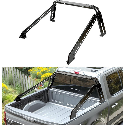Adjustable Roll Bar Chase Rack Compatible with Full Size Trucks Silverado Ram F150 Sports Bar Cargo Rack Black Steel