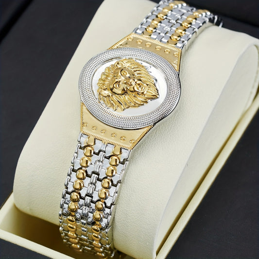1pc Fashion Men's Lion Head Pattern Bracelet Punk Hip-Hop Style Couple Exquisite Jewelry Gift - Perfect for Daily Wear and Banquets, Carnivals, Valentine's Day Gifts,  Synthetic Stone Accessory, Highquality Craftsmanship, Tre