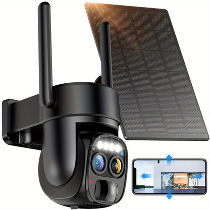 Hawkray [10x Zoom] 360-degree Low-power Cctv Solar Panel Battery 2K FHD WiFi Camrea With Spotlight Alarm, Motion Detection, Color Night Vision, Two-way Audio And