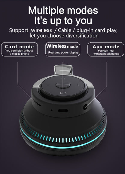 Wireless Headphones, Portable Over Ear Headphones 24 Hours Playtime, With Mic, Clear Calls, FM Radio, Soft-Earpads, LED Light, Support TF Card Play And 3.5MM AUX Cable Wired Connection, Foldable For Travel Home Office Cellpho