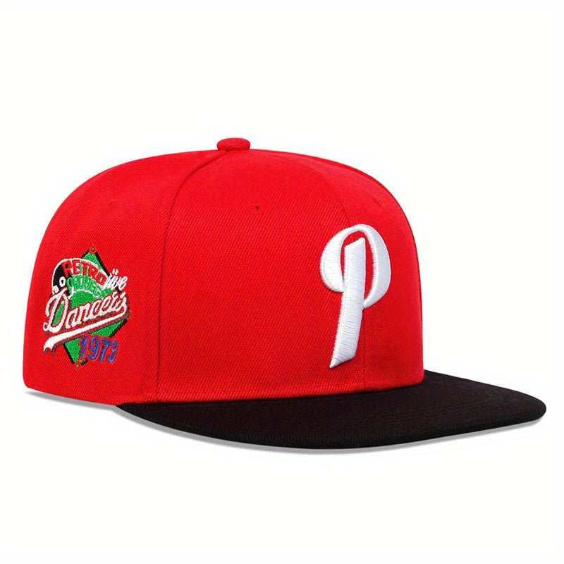 Unisex Adjustable Snapback Baseball Cap with 'P' Letter Embellishment - Lightweight Hip-Hop Hat for Men & Women, Spring/Summer Outdoor Casual Wear, Multi-Color Options (, Red, Green, Orange, Grey) - Durable Non-Stretch Fit, S