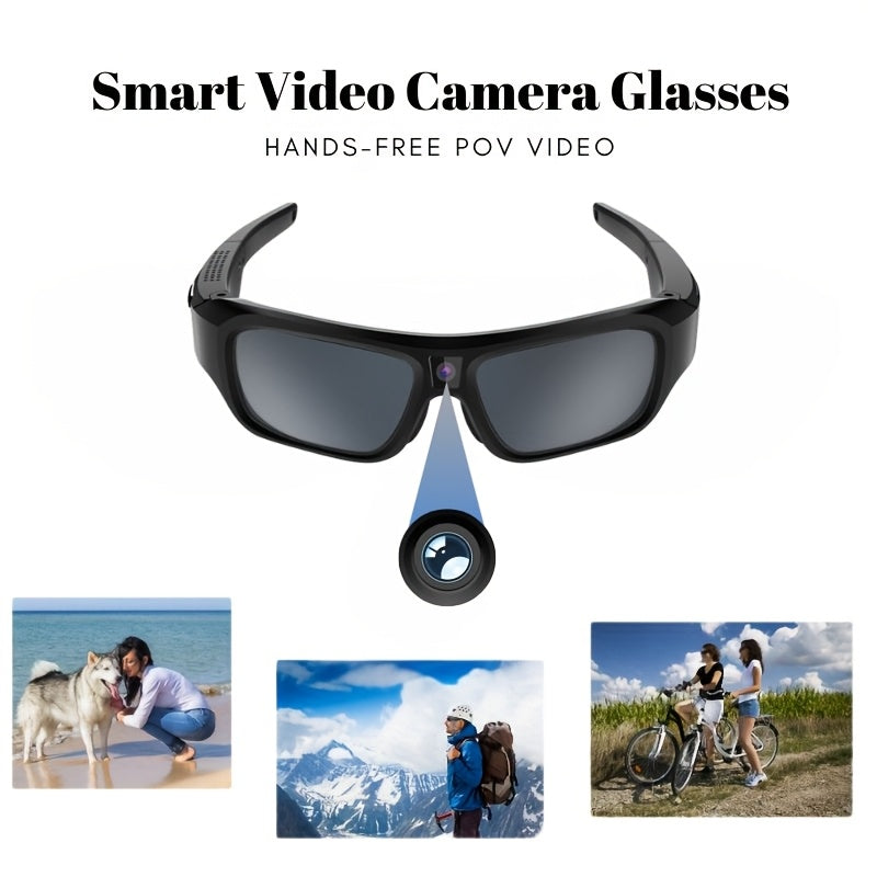 4K Ultra Clear Smart Video Glasses, Wide-angle 120 °, 120 Minute Battery Life, USB Charging, Very Suitable For Cycling, Driving, Hiking, Traveling, Mountaineering, Exploration, Fishing Travel, Including 64GB Storage Card, Re