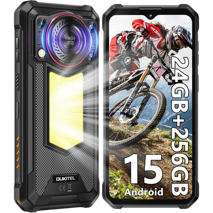 [T-Mobile] OUKITEL WP53 PRO SE Rugged Phone Unlocked- 24(8+16)GB+256GB Cell Phone, 11000mAh Battery Android 15, 6.52'' Display, 128dB Loud Speaker, 50MP Camera, 4G Dual SIM/NFC/GPS/OTG, Black