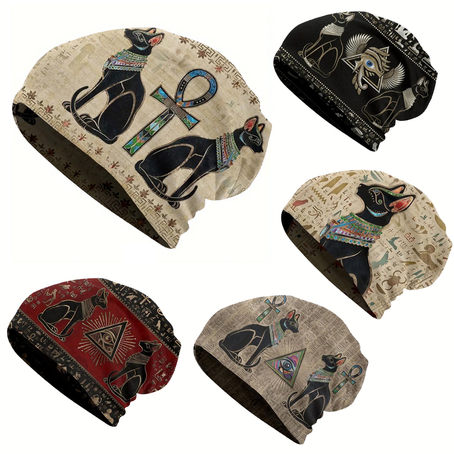 1pc Egyptian Thin Hat Hip Hop Hat Men's Warm Ancient Egyptian brimless beanie Retro floral print Fashion print thief hat - Fashionable men - Warm, durable and fashionable - Iconic artwork design