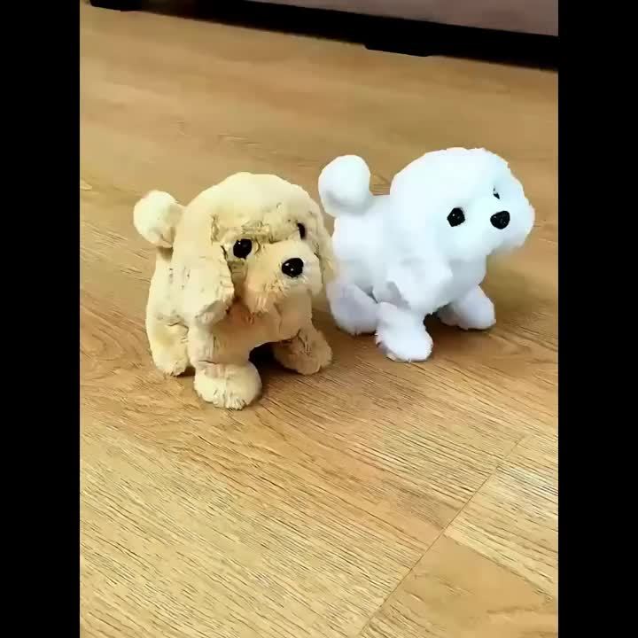 2026 Realistic Robotic Puppy - Interactive Walking & Barking Robot Dog with Expressive Eyes, Fluffy Soft Fur & Button-Controlled responses, Lifelike Companion for Adults & Teens, Brown/White Pomeranian-like Replica (-Free Ope
