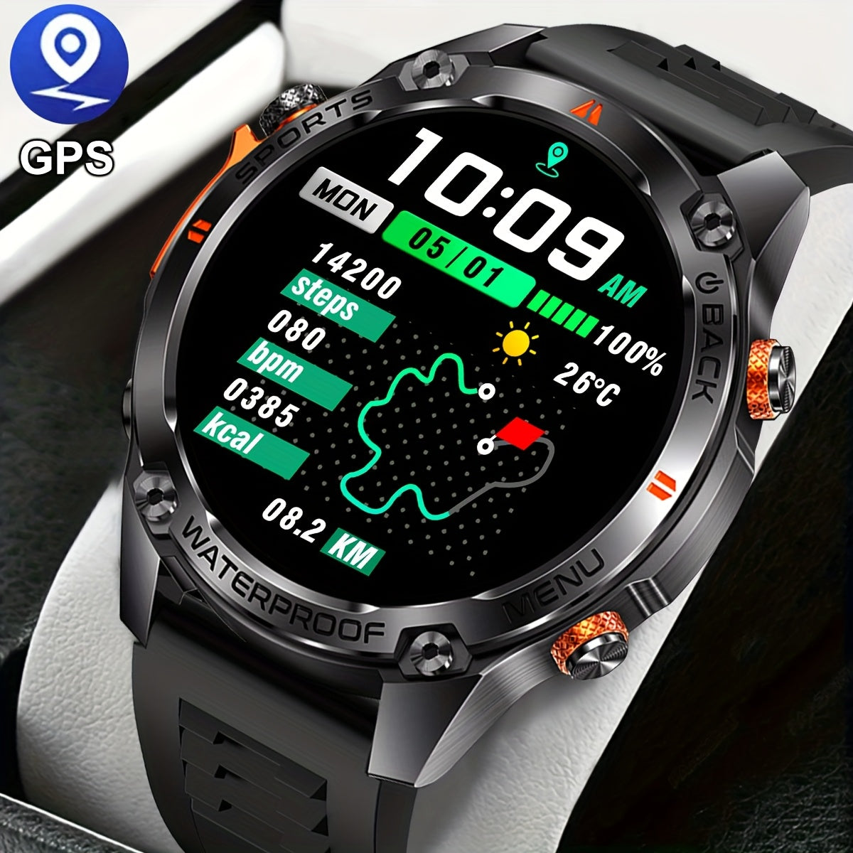 COIUSOR GPS Smartwatch for Men & Women - 1.46" AMOLED HD Display, Wireless Calls & SMS Alerts, Dual-Band L1+L5 GPS, Compass, Altitude, 5 Sports Modes, Magnetic Charging, High Quality, Compatible with for Iphone & Android, Tac