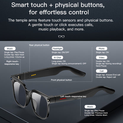 New Release AI Smart Glasses with 8MP HD Camera & 1080P Video Recording, Built-in AI Voice Assistant, Wireless Wireless Smart Glasses for translation (164 Languages), Compatible with iPhone/iOS & Android, ic, Unisex for Men/W