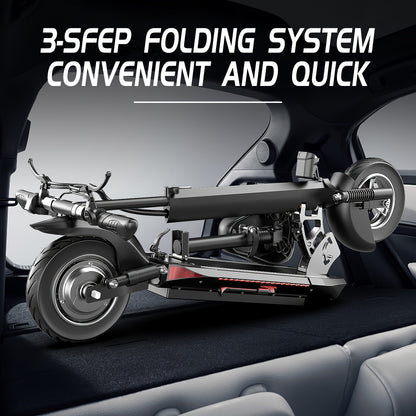 Adult Electric Scooter 700W Motor 20 MPH & 35 Mile Range, Foldable E-Scooter with Seat, 10" All-Terrain Tires, Dual Suspension, 48V 15AH, Heavy-Duty Black/Red E--like Ride for Adults ( Plug)