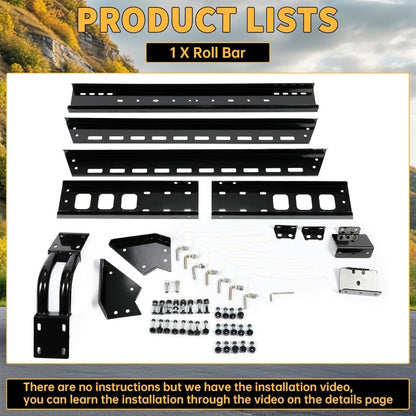 Adjustable Roll Bar Chase Rack Compatible with Full Size Trucks Silverado Ram F150 Sports Bar Cargo Rack Black Steel