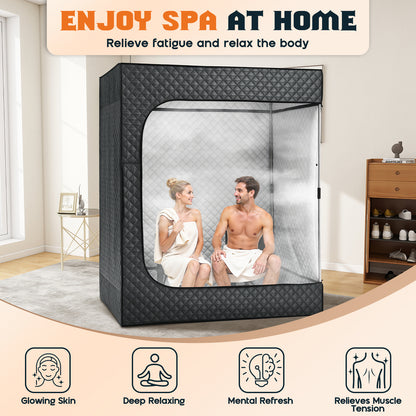 LUXOAK Portable for home Steam Sauna Tent for Two - No Electricity Needed, Quick Setup & Compact Design with Ventilation System, Spacious Interior for Couples, Gym, Spa, or Personal Use - Ideal for Home, Travel, or Commercial