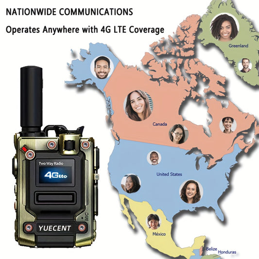 YUECENT Wireless Long-Range Global Walkie-Talkies with SIM Card, 5000km Communication Range, 2-Way Talk, USB Rechargeable, VHF Frequency, Zinc Alloy, Ideal for Outdoor Activities, Outdoor Communication | Modern Walkie Talkie