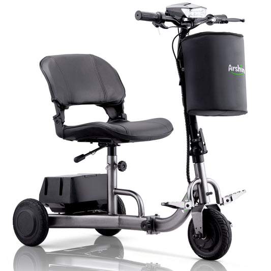 Folding Electric Mobility Scooter for Adults, 50 Lbs Lightweight & Portable, 300 Lb Capacity, 8 Mile Range with 2 Detachable Batteries, Height-Adjustable Seat