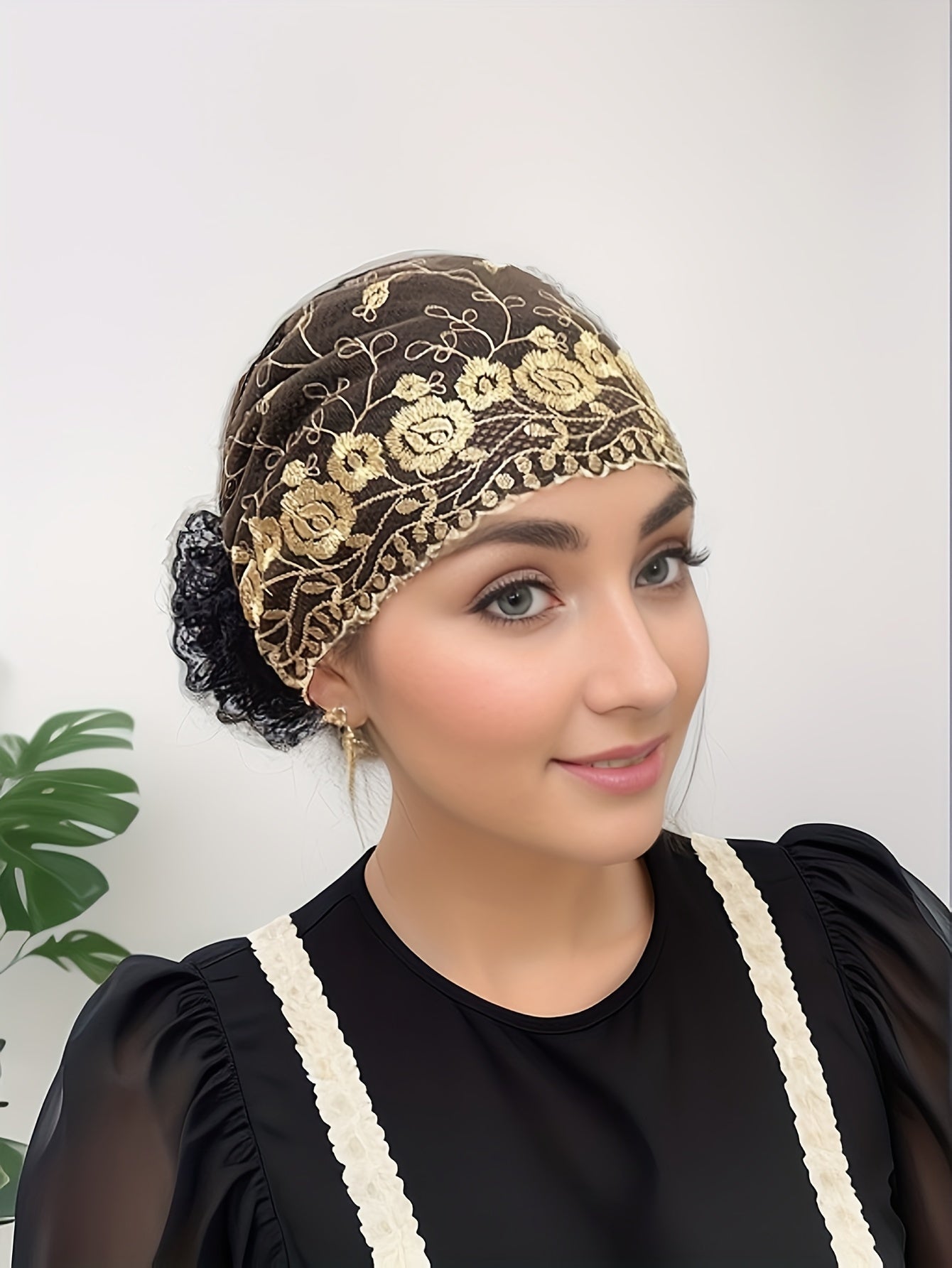 2pcs Women'S Embroidered Floral Breathable Stretch Headwrap | Multi-color Elastic Casual Cute Bohemian Muslim Turban for Hair Covering and Daily Wear
