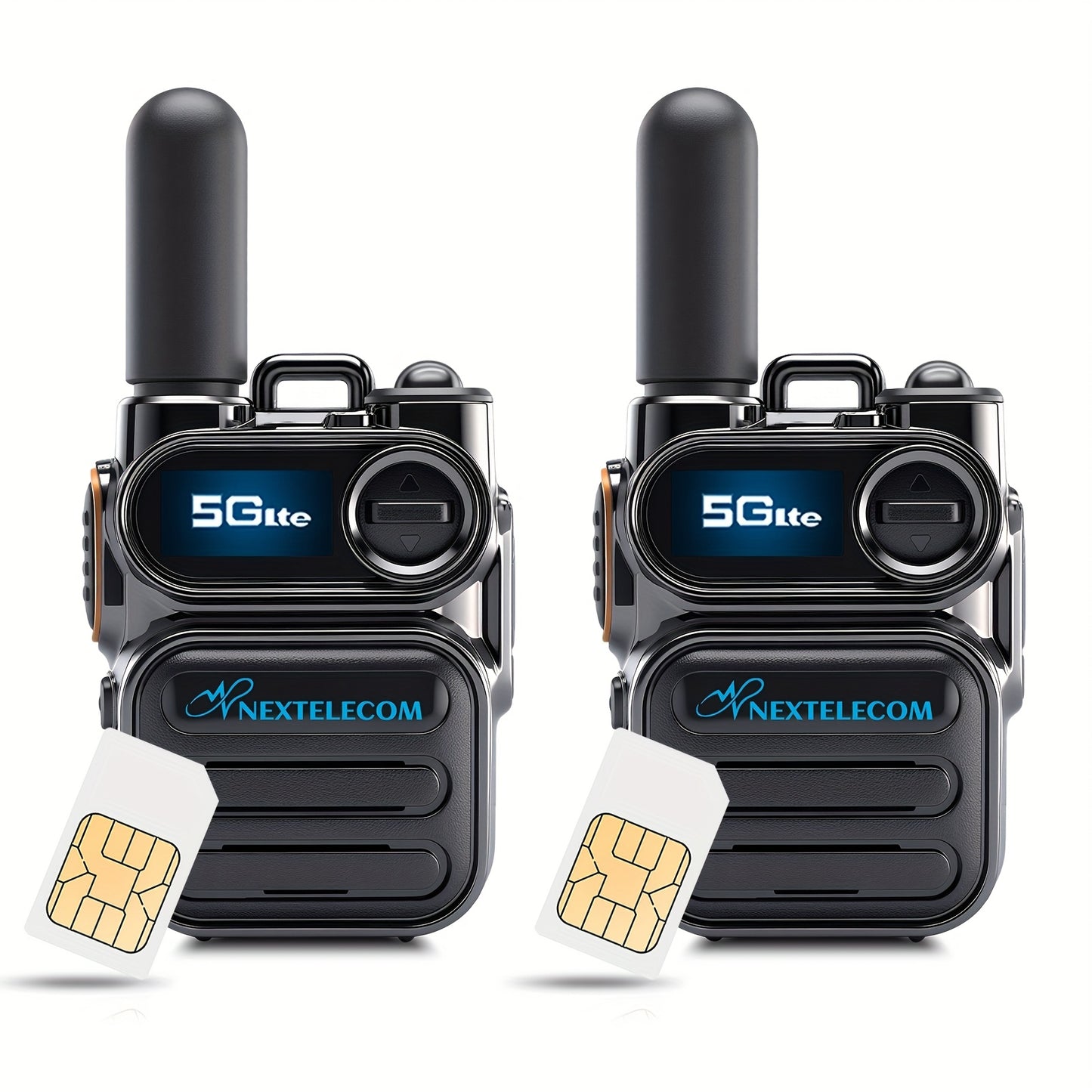 [2 Pack] Long Range Cellualr Walkie Talkies SIM Card No Monthly Fee US Coverage Nationwide For Adults POC Two Way Radio Rechargeable Battery For Camping Hiking Hunting Construction Security Truckers Construction