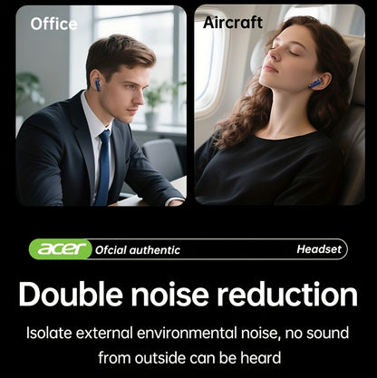 Acer OHR548 Wireless Headphones with 52dB Deep Sea Noise Reduction, In-Ear Design, Wireless 5, 4, Heavy Bass, No Sound Leakage, SSVP Extreme Digital Enhancement, Type-C Charging Case, Ultra-Long Standby, Touch Control, for Sm