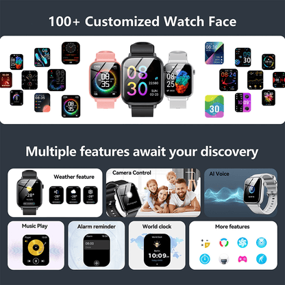Smart Watch for Men And Women, 1.83inch HD Screen Full Touch Screen, Call & Message Functions, Pedometer, Multiple Sports Modes, Water, Compatible with IOS/Android Devices, Simple Style, Ideal Gift for Any Occasion
