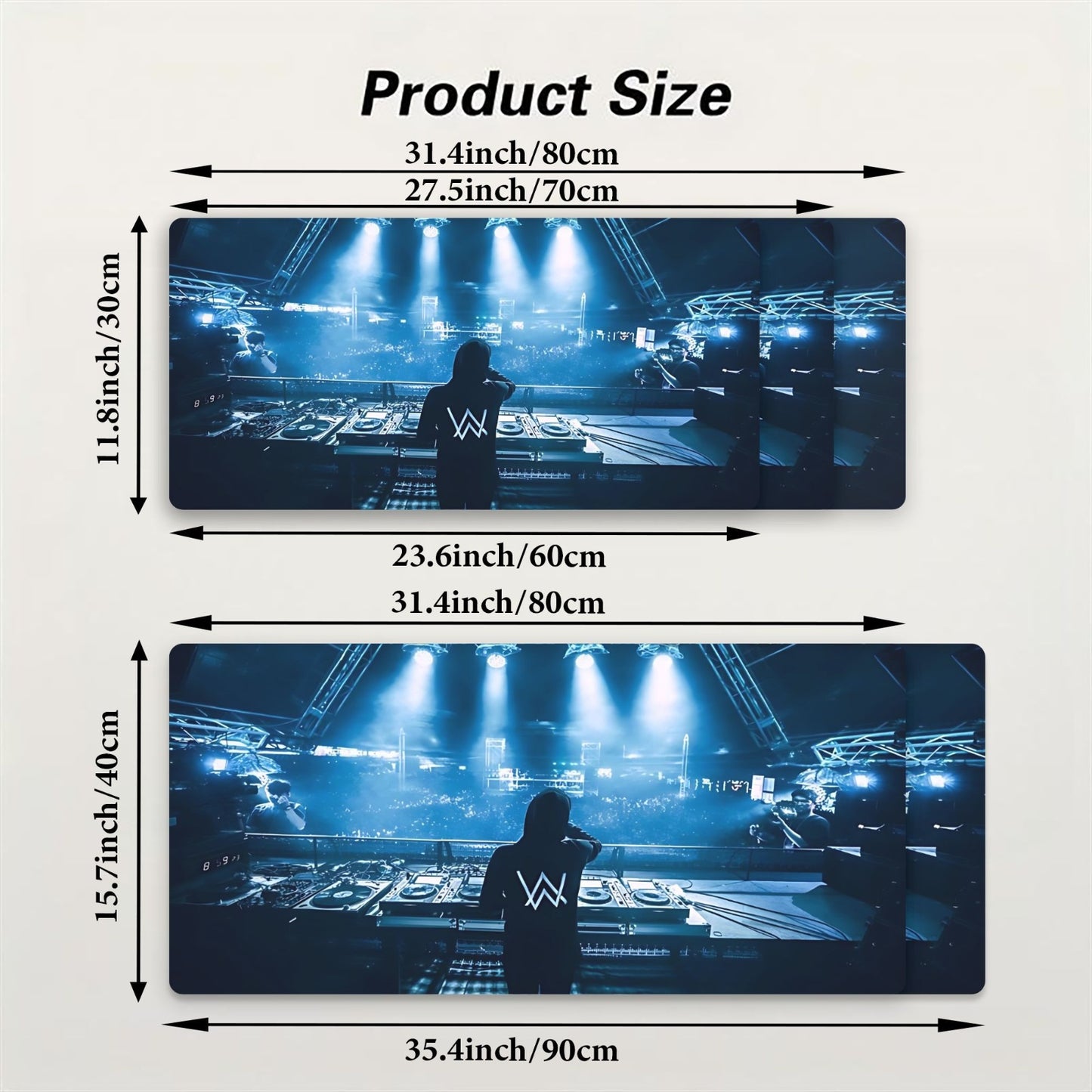 Alan Walker Poster Gaming & Music Desk - Non-Slip Rubber Base & -Slip Surface, Starry Night Design with Iconic DJ/Producer Silhouette, Durable Computer Mouse Pad for Home Office, PC, Laptop for Fans