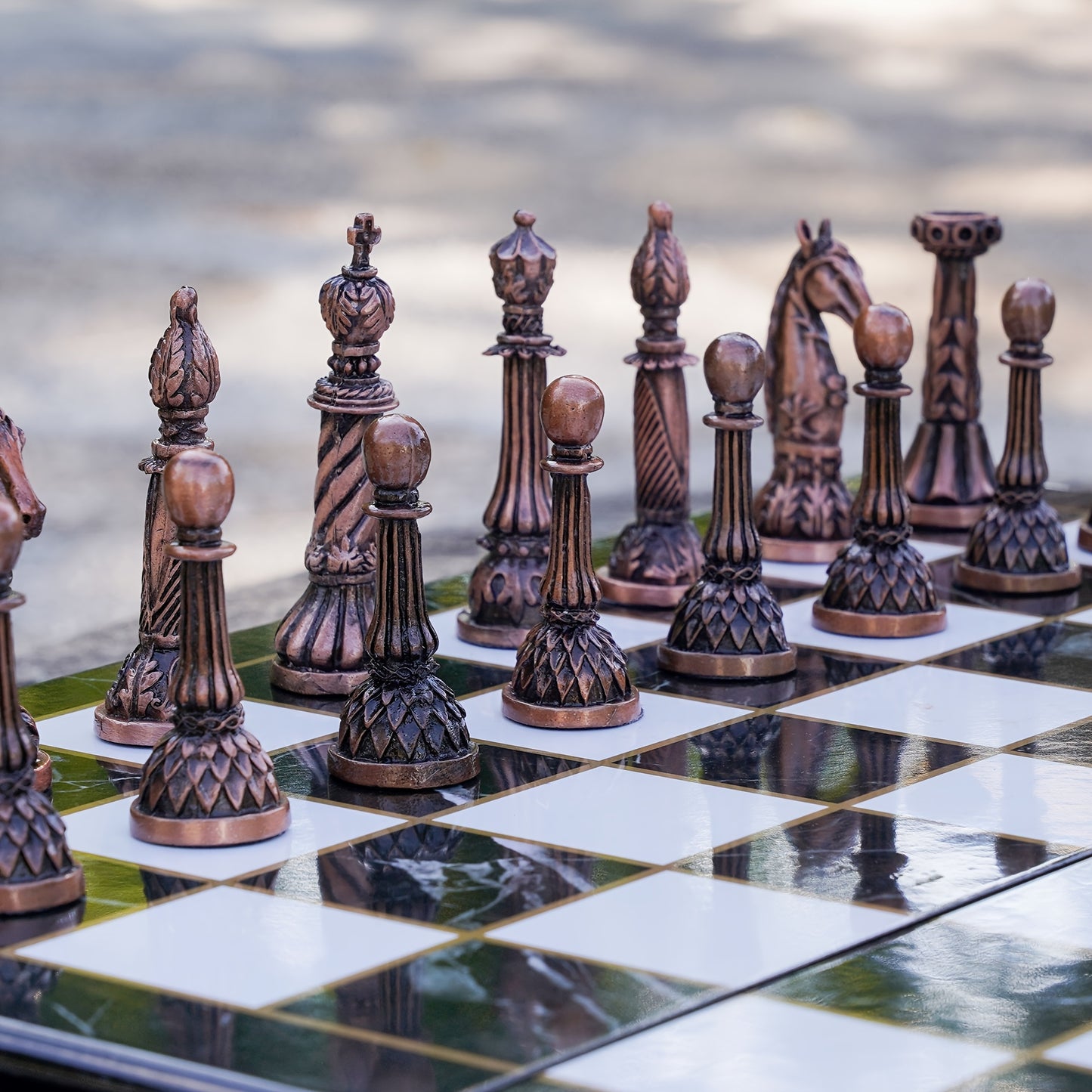 15 Inch Retro Metal Chess Set for Adults Marbling Chess Board with Chess Pieces Travel Chess Set with Metal Pieces Folding Chessboard Ideal for Beginners And Professional Players Halloween, Christmas Gift