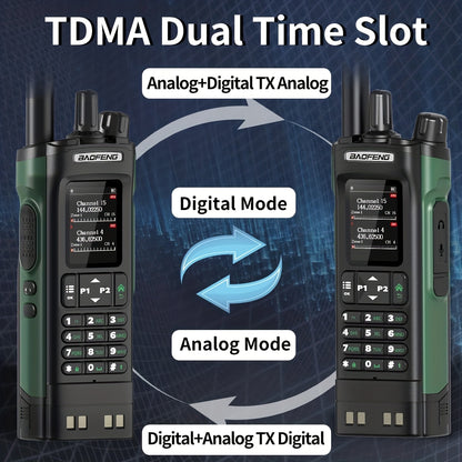 BAOFENG DM-32 DMR Handheld Two-Way Radio 10W Long Range GPS & NOAA Weather Alert, UHF 136-174/400-470MHz, 2500mAh Battery with USB-C Charging, Compatible with DM32UV Repeater for Camping,, Fishing, Emergency (DMR/Moto)