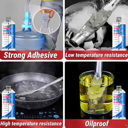 100g Heavy Duty Casting Glue | 2-IN-1 Liquid Welding Glue High Strength Glue Includes Frosted Paper, Thrust Rod & Mixing Stick | Oilproof Metal Glue for Metal | Metal Casting Adhesive, Castor Glue, Super Epoxies Glue, AB Glue
