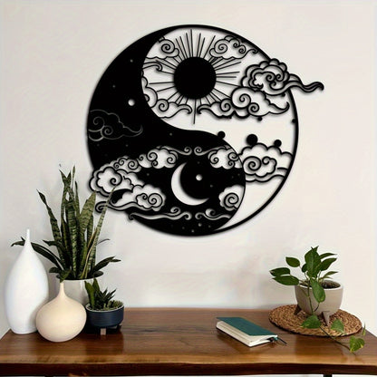 Decorative Signs & Plaques1 piece, Yin and Yang Metal Wall Art, 15.75 inches * 14.06 inches, Sun and Moon Home Decoration, Day and Night Metal Wall Art, Yogo Metal Wall Decoration, Avatar Metal Wall Art, Iron Painting Indoor